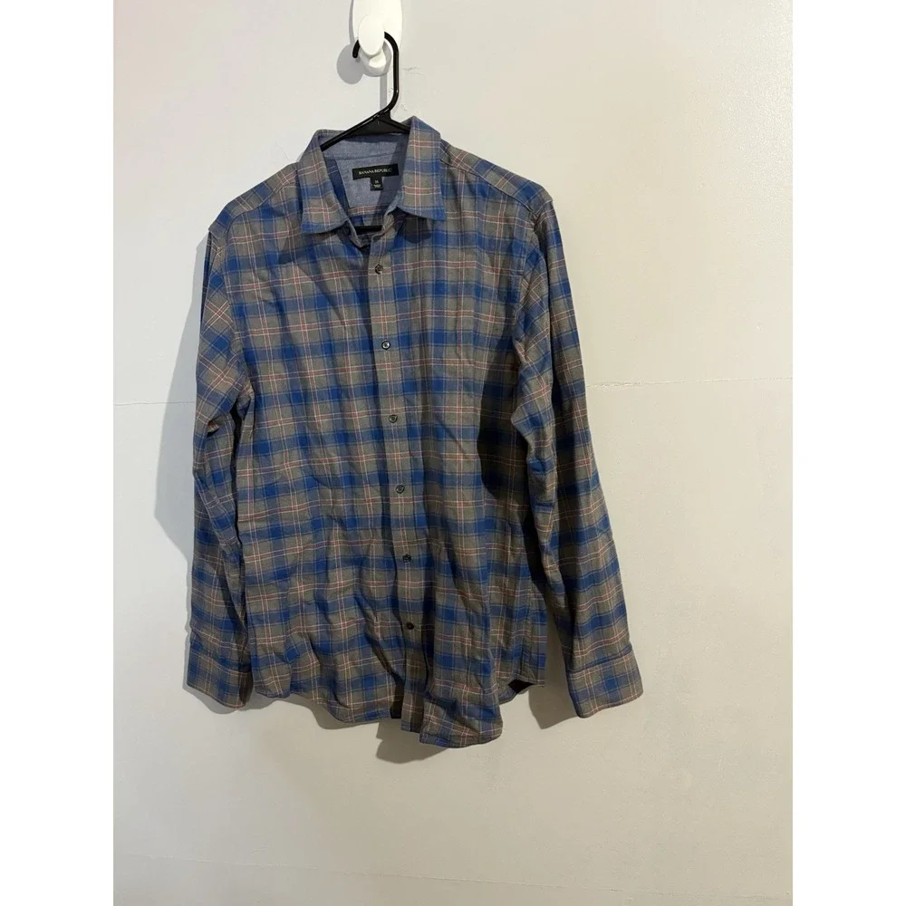Banana Republic‎ Plaid Long Sleeve Button Up Med Weight Shirt Men Size M